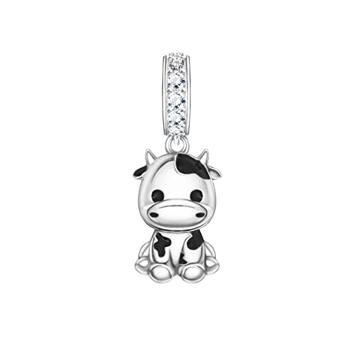 PROESS Sterling Silver Cow/Highland Cow/Otter/Squirrel/Elephant/Axolotl/Cat Charm Animal Charm Bead for Jewelry Making