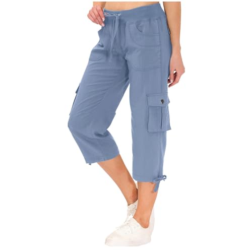 Pantalon de loisirs femme d'été multipoches style cargo décontracté