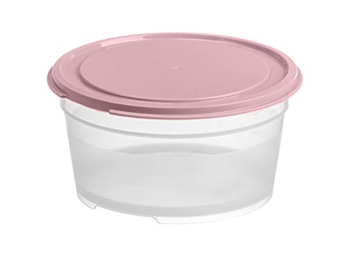 GASTROMAX - Lunch Box ou boîte de Conservation/Rangement du frigo - Plastique à Usage Alimentaire - Hermétique - avec Couvercle - Ronde - 0,45 l - Transparent/Rose