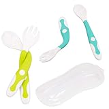 [page_title]-Qshare Baby-Utensilien Löffel mit Reisekoffer, Fütterungs-Trainingslöffel für Kleinkinder mit einfachem Griff und biegbarer Funktion, perfekte selbstlernende Lernlöffel
