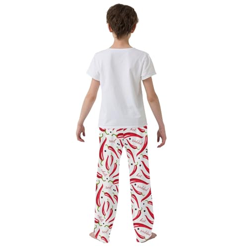 Chilli Peppers Boys Long Pants Soft Trousers Elastic Waist Kids Lounge Bottoms with Pockets S-XL3