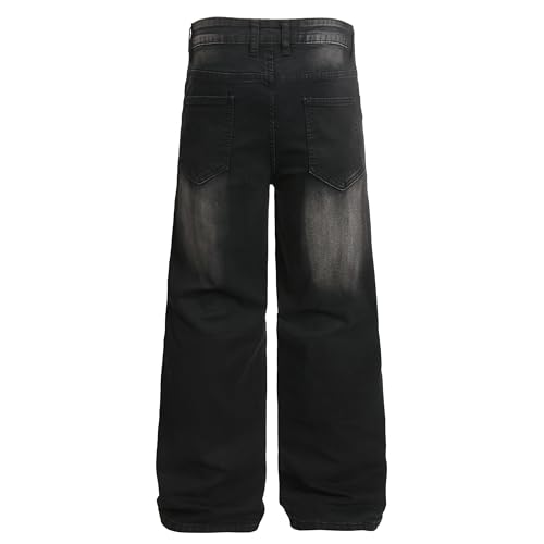 Image of QIMYUM Men's Wide-Leg Baggy Flex Jeans Relaxed Loose Fit Long Denim Pants