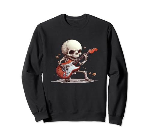 Skeleton Playing Guitar Rock Graphic Band Tee Sudadera