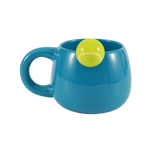 I-TOTAL® - Tazza in Ceramica con animaletto in ceramica sul bordo, tazza per tè o caffè 450 ml (TENNIS)