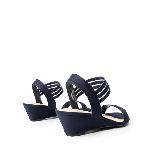 Image of DREAM PAIRS Women's Low Heel Wedge Sandals, Comfortable Slip-On Elastic Ankle Strap Summer Business Casual Dress Shoes