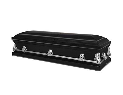 Titan Casket Orion Series Steel Casket (Black) Handcrafted Funeral Casket - Black Finish With White Crepe Interior #TOP2
