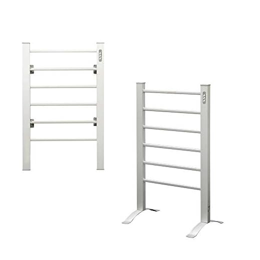 SHARNDY Electric Heated Towel Warmer Freestanding & Wall Mounted Towel Rack Aluminum Clothes Drying Rack 6 Bar Bath Towel Heater 90W ETW78S with Built-in Timer UL Listed 35.24 x 21.85 x 13.98 inches