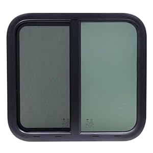 RV Window, 23.6″ W x 21.6″ H Horizontal Sliding Window, RV Window Replacement, Camper Windows with Screen(With Trim Kit)