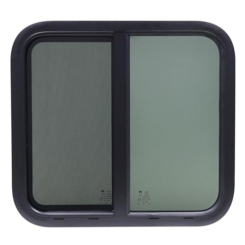 RV Window, 23.6" W x 21.6" H Horizontal Sliding Window, RV Window Replacement, Camper Windows with Screen(With Trim Kit)