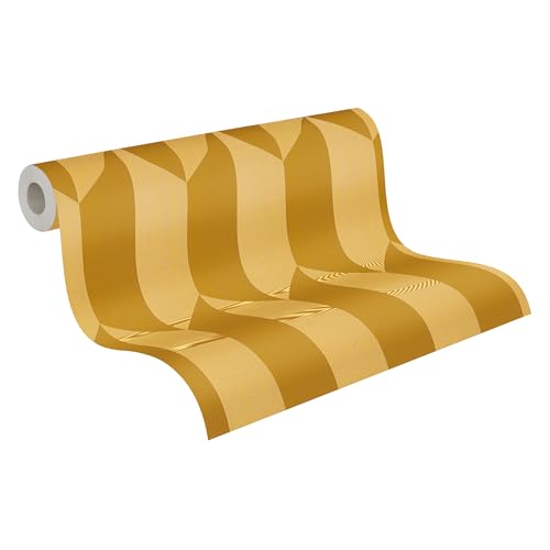 Papier peint intissé facile à poser pour masquer les défauts, géométrique doré
