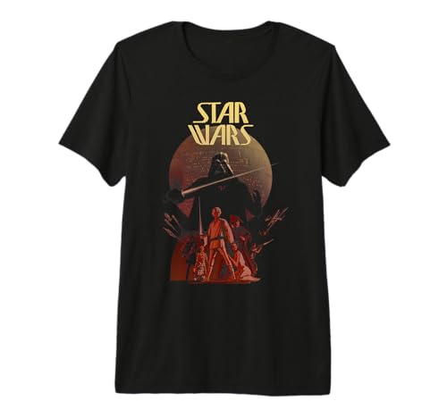 T-shirt Star Wars Group Saga Poster en coton premium noir