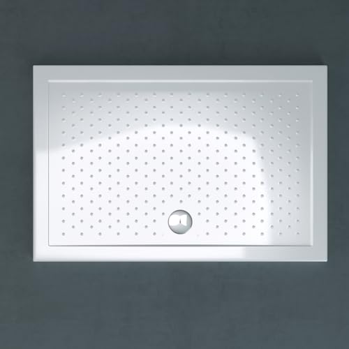 Durovin Bathrooms 800 x 700 x 40mm Shower Tray Anti Slip Surface, Acrylic Material,Various Sizes, Rectangular Shape