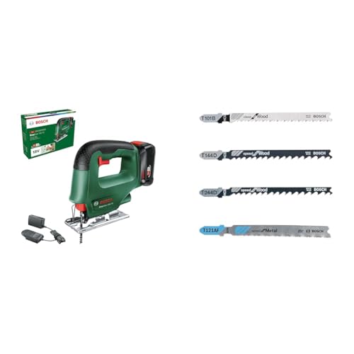 Bosch Akku Pack PBA 18V 6,0Ah W-C (18 Volt System, 6,0Ah Akku, im Karton) + Professional 40tlg. Stichsägeblatt-Set Wood and Metal (für Holz und Metall, Zubehör für Stichsägen)