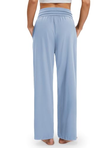 Image of Gracyoga Wide Leg Yoga Pants for Women Casual Loose Cozy Sweatpants High Waisted Lounge Pajama Flowy Pants With Pockets
