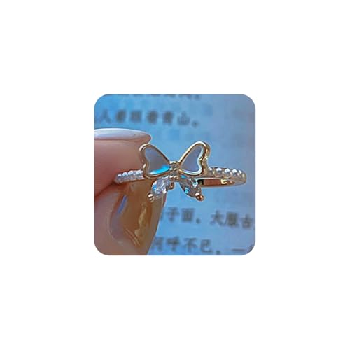 Gold/Silver Plated Ring for Women, Cubic Zirconia Pearl Adjustable Simple Cute Stackable Promise Rings for Women Wedding Bands Jewelry Gift