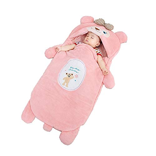 ベビー 寝袋 暖かい 柔らかい 子供用 赤ちゃん フランネル 赤ちゃん 寝冷え防止 春秋冬用 新生児 0-3歳 かわいい カートゥーン柔らかい肌触り 子供用 赤ちゃん生日プレゼント (ピンク)
