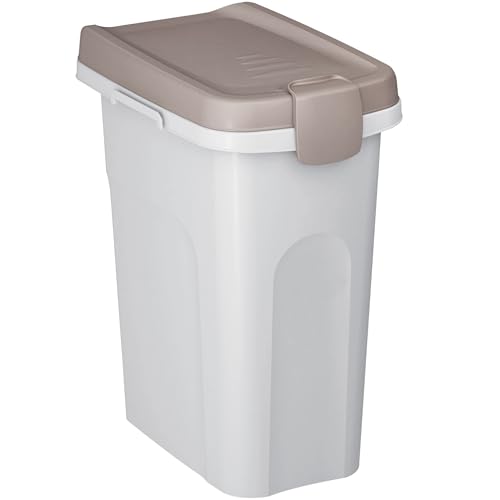 Hummelladen Abfalleimer 15 Liter Weiß-Taupe 33x22x41cm - mit Gummidichtung im Deckel verschließbar Geruchstdichter Mülleimer Biomüll Windeleimer...