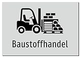 Baustoffhandel – Aluminiumschild A4: 297x210mm – Mit Grafik und Text