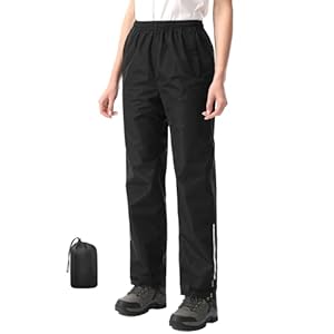iCreek Women’s Waterproof Rain Pants Packable Hiking Pants Over Pants Windproof Lightweight for Outdoor Hiking Golf Fishing