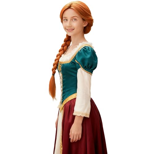 Image of S-noilite Princess Fiona Braided Wigs Light Auburn Long Braided Wig for Women's Orange Costume Wig for Halloween Cosplay Party