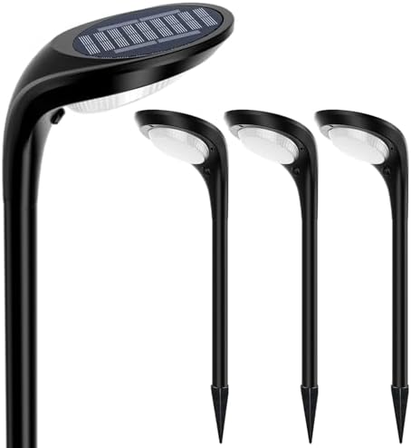 JSOT Solar Pathway Lights- 4 Pack Solar Outdoor Lights Waterproof Landscape Lighting Outdoor for Outside Garden Yard Backyard Driveway Walkway, Cool Light & Warm Light