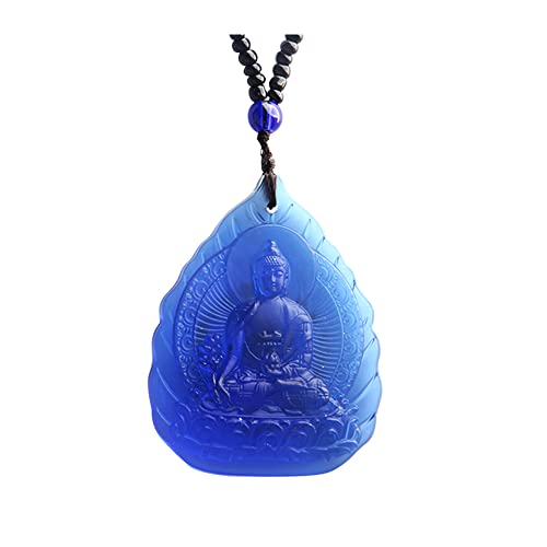Materiale: vetro Wixine 1 collana con ciondolo a forma di Buddha con statua della medicina, amuleto, in vetro, vetro, Vetro, vetro