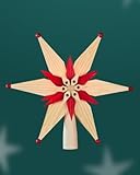 Rudolphs Schatzkiste Baumschmuck Christbaumspitze el Beleuchtet doppelt aus Kiefernblätter Mittig Stern Rot (Beidseitig) BxHxT=25x25x7cm NEU Weihnachten Christbaum Baum Spitze Holzschmuck Holz Seiffen