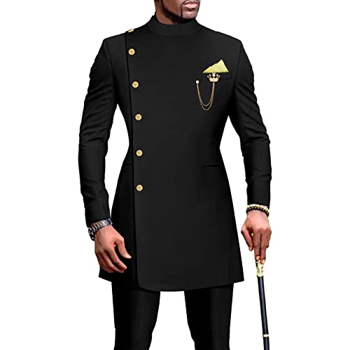 African Suits for Men Single Breasted Blazer and Pants 2 Piece Set