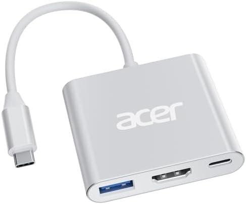 Acer USB C to HDMI Adapter, Type C to 4K HDMI Adapter with 100W PD & USB 3.0 Port Multiport Digital AV Converter for MacBook Pro/air, iPad Pro/air, iPhone 15, Tablets, Switch and More USB-C Devices