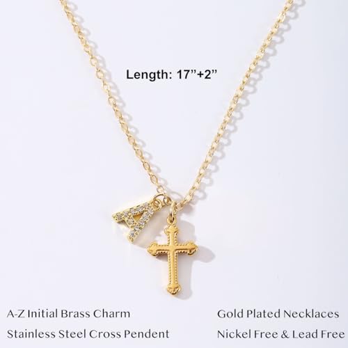 Initial Cross Necklace for Women Teens, Christian Gifts for Women Faith Cross Necklace, First Communion Gifts Baptism Confirmation Necklaces for Goddaughter, Catholic Religious Gift for Her K by enasal - Image 4