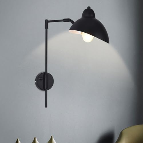 Aplique de pared vintage industrial en acabado negro mate con herrajes reforzados