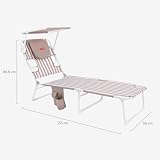 Flamingueo Krzesło plażowe - składany leżak - 5 pozycji - regulowany parasol przeciwsłoneczny UPF 50+ - ergonomiczna poduszka - otwór na głowę i ramiona - aluminium i poliester - beżowy