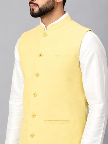 Image of LATEST CHIKAN Men's Traditional Cotton Solid Nehru Jacket /Waistcoat