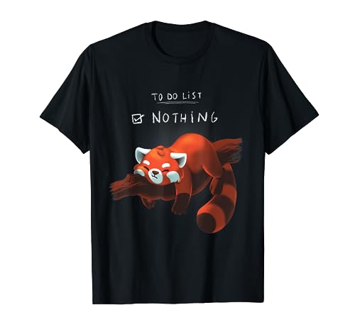 Red panda cute lazy animal To do list T-shirt