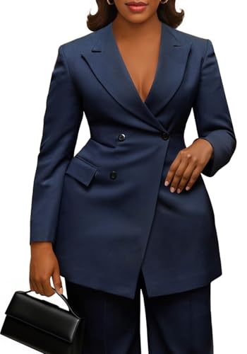 Tcremisa Blazer Sets for Women 2 Piece Pants Suit Dressy Double Breasted Blazer Pants Set Business Office Outfits3