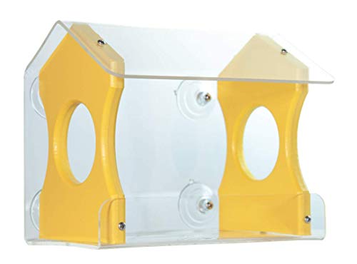 JCs Wildlife Diner 9 Window Bird Feeder - Holds 3 Cups (Yellow)