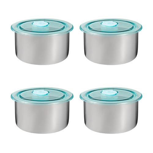 Ldbuejiaja Juego de 4 fiambreras de acero inoxidable con tapa de silicona para almacenar aperitivos y comidas