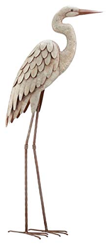 Regal Art & Gift Metal Egret Statue – Coastal Heron Garden Sculpture, Elegant Bird Decor for Lawn, Patio, or Beach House Yard – Sturdy Outdoor Standing Crane Ornament, 16.5''L x 8.25''W x 34.25''H
