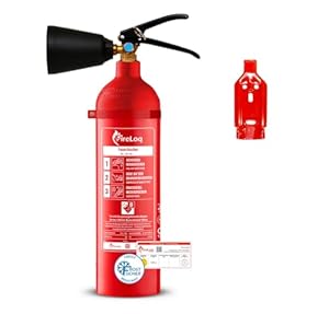 FireLoq 2kg Co2 Kohlendioxid im Stahl Behälter Dauerdruck Feuerlöscher für elektrische Anlagen und EDV 34B 2 LE Dauerdruck inkl. Prüfnachweis/Wandhalter