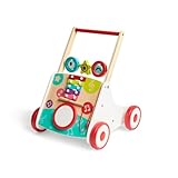 Hape My First Musical Walker, Wooden Push Along Baby Walker Trainer with Music Box & Activities, 10 Months and Up, Colourful