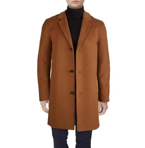 Cole Haan Men's Wool Blend Topper Button Front Coat, Camel, L - image 1