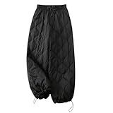 FLODXO DAMENHOSE, DAUNENHOSE, SCHNEEHOSE, WINDDICHT, WINTER, WARME HOSE, ELASTISCHER BUND, DICKE HOSE, GEPOLSTERT, GESTEPPT, THERMOHOSE, ELASTISCHE TAILLE, SWEATPANTS FÜR DEN WINTER, SCHWARZ 029, XXL