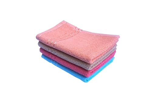 Image of Space Fly Cotton Hand Towels Set of 6, 11 x 17 Inches, Soft & Absorbent Face Towels, Kitchen Towels for Home, Wash Basin Towels, Multipurpose Hand Napkins for Bathroom, Kitchen & Dining, Multicolor