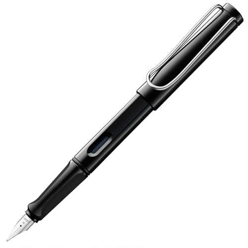Lamy safari black Füller - Füllhalter mit ergonomischem Griff & polierter Stahlfeder in Strichbreite EF – robuster ASA-Kunststoff - inkl. Tintenpatrone T 10 blau - Rechtshänder