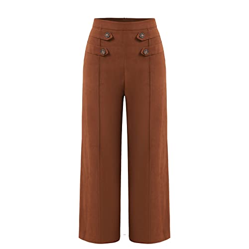 Women's High Waist Classic Loose Straight Leg Casual Pants