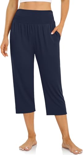 Image of UEU Women's Yoga Capri Pants Loose Soft Drawstring Workout Sweatpants