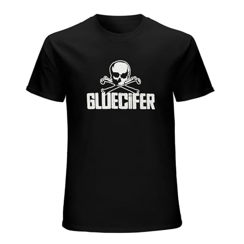 TaboSi Gluecifer Skull Men's Cotton T-Shirt Black Shirt Top Tee L