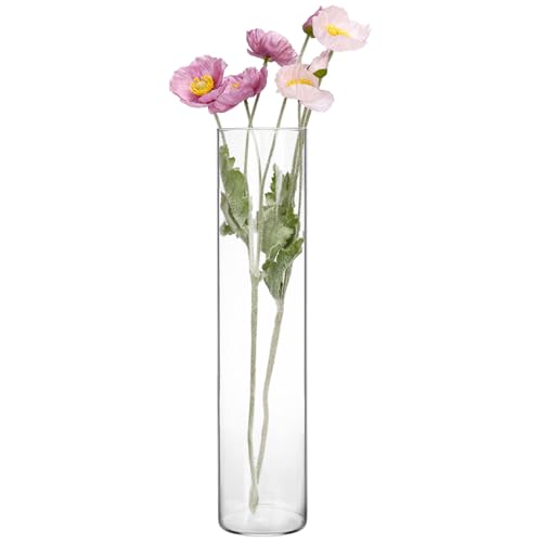 Fixwal Tall Glass Cylinder Vases, 16' H x 3.5' W, Clear Cylinder Vases for Centerpieces, Skinny Bud Tall Vase, Floating Candle Holder Vase for Table Shelf, Party, Wedding, Home Decor
