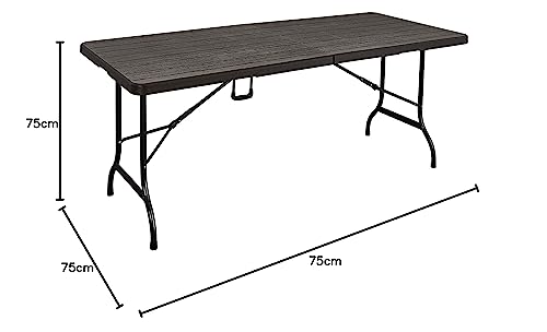 LANNY Portable Plastic Folding Table SZK180 Brown Wood design 180 * 75cm for 6-8 person