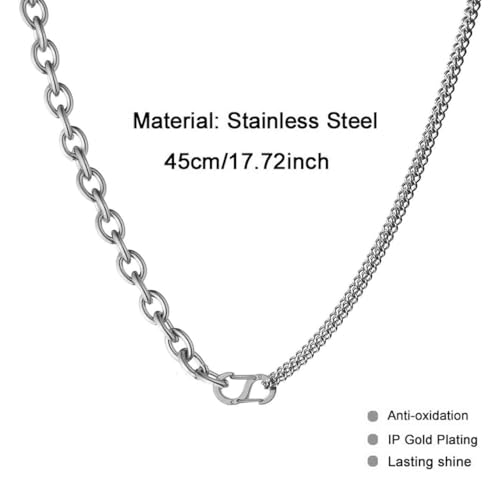 WangGao Stainless Steel S Type Shape Buckle Clasp Necklace Layered Chunky Chain Snap Hook Hand Jewelry for Men Women2